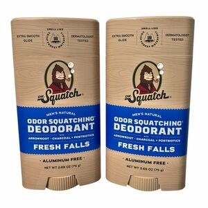 Set of 2 - DR. SQUATCH Men's Natural Deodorant FRESH FALLS Aluminum Free 2.65 oz